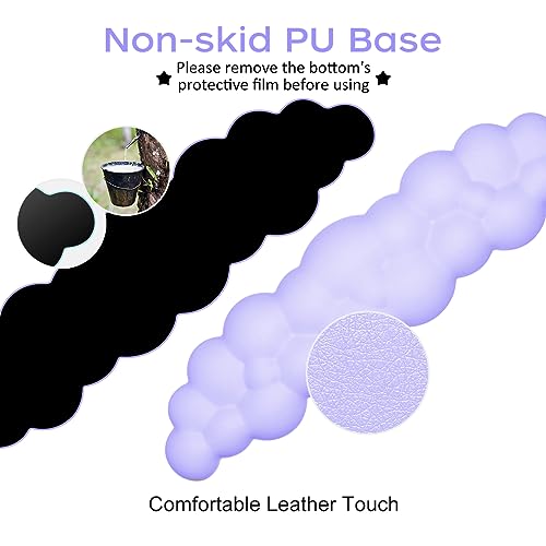 JIKIOU Upgrade Leather Cloud Keyboard Wrist Rest, Cloud Wrist Rest with Non-Slip PU Base, Comfortable Memory Foam Wrist Rest for Computer Laptop Mac Gaming Office and Pain Relief Christmas Wish Gift - color: 04purple