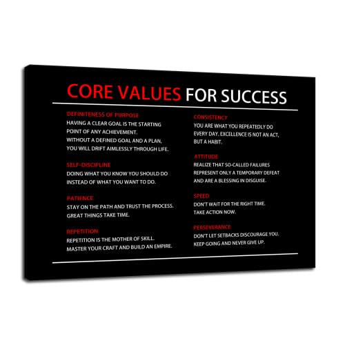 Inspirational Wall Art Core Values Quote Motivational Poster Inspiring Canvas Painting Prints Wall Pictures for Living Room Home Decor Framed Artwork [12''W x 18''H] - color: Inspirational-16, size: 18"L x 12"W