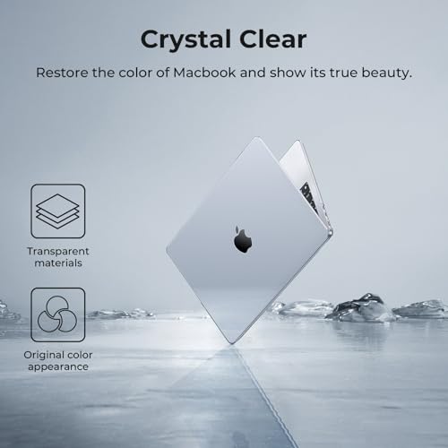 EooCoo Case Compatible with MacBook Air 13 inch M5 2026-2022 Release M4 M3 M2 A3449 A3240 A3113 A2681, Hard Shell&Keyboard Skin Cover&Screen Protector for Mac Air 13.6 inch, Gloss Clear - color: Gloss Clear