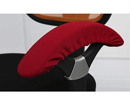Isccdy Removable Washable Office Chair Armrest Slipcovers Covers Pads (Wine red) - color: Wine Red