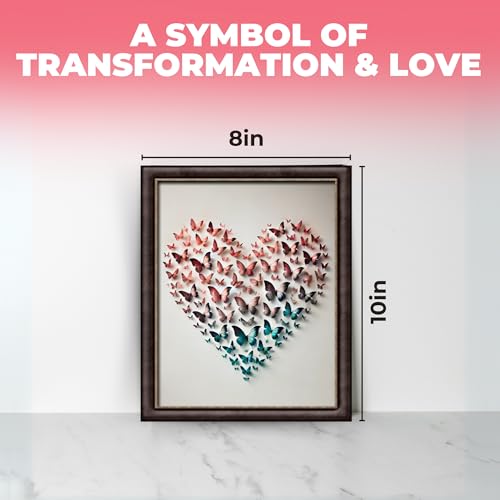 InkFlow Posters Butterfly Heart Poster - 3D Paper Butterflies in Pink, Blue, and Teal - Abstract Love Art for Bedroom, Living Room, Home - 8x10 Unframed Canvas Print - color: Style-04, size: 8"L x 10"W