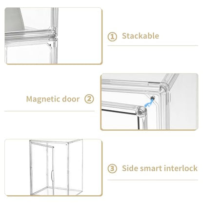 Acrylic Display Case, 2 Layer Clear Figure Display Cases for Collectibles with Magnetic Door, Acrylic Box with Movable Dividers 1 Pack - size: Large 1 pack