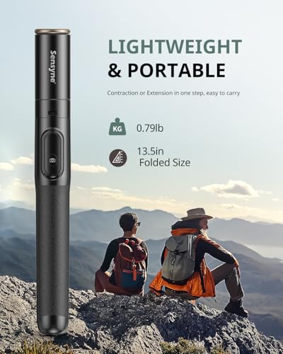 Sensyne 60" Phone Tripod - Selfie Stick, Lightweight All in One Phone Tripod Integrated with Wireless Remote Compatible with All Cell Phones for Selfie/Video Recording/Photo/Live Stream/Vlog（Black） - size: 60in