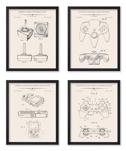 Poster Master 4-Piece Gaming Blueprint Poster - Video Game Patent Print - Joystick Art - Controller Illustration - Technical Design - Gameboy Design - Office or Kid's Room Decor - 8x10 UNFRAMED - color: Patent Kids 09, size: 8"L x 10"W
