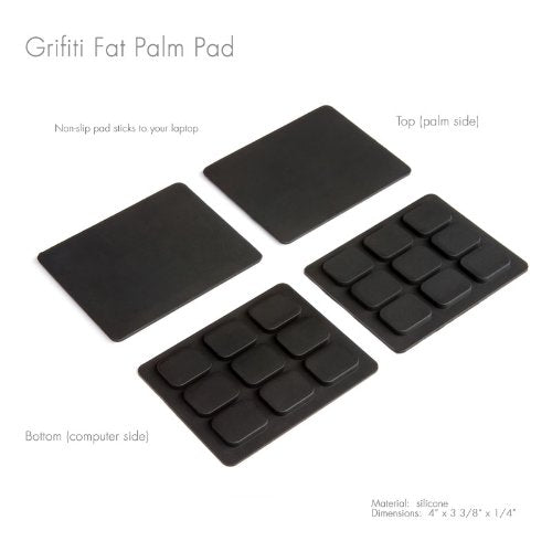 GRIFITI Fat Palm Pads 1/4" Thick Smooth Skin Surface Laptop Wrist Rest Notebook Tacky Silicone Easy Reposition Ergonomic Carpal Tunnel Resting Support (2 Pads 3.1" x 2.8" x 0.24") - size: Fat