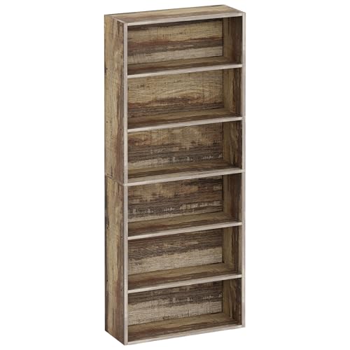 IRONCK Bookshelves and Bookcases Floor Standing 6 Tiers Display Storage Shelves 70 in Tall Bookcase Home Decor Furniture for Home Office, Living Room, Bed Room - color: Industrial Brown