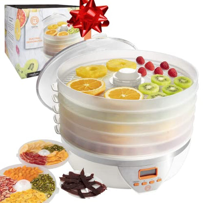MasterChef Digital Food Dehydrator w 5 Large Trays and Temperature Controls- 8L Capacity- Programmable Dehydrating Machine w Recipe Guide- BPA Free, Make Healthy Snacks, Dry Fruit, Veggies, Beef Jerky