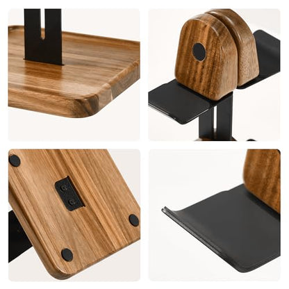 Game Controller Wood Stand for Desk, Adjustable 2 Tiers Game Controller Holder for PS/Xbox/Switch/Nintendo,Dual Tiers Controller Holder On The Desk,Solid Wood,4-in-1 Black