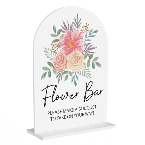 Flower Bar Sign, Bridal Shower Decor Wedding Bouquet Flowers Wedding Accessories for Reception Desk Table Shelf Acrylic Decor - color: Flower Bar