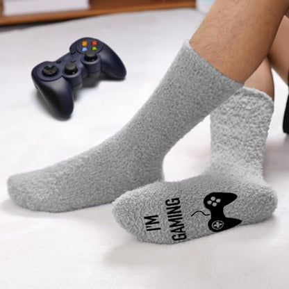 Gamers Gifts for Men, Boys - Gifts for Gamers - Gaming Socks, Stocking Stuffers for Men, Boyfriend, Son Gaming Novelty Socks - color: Grey