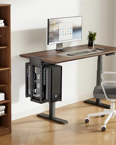 monTEK Under Desk PC Mount, Heavy Duty Adjustable PC Holder for Standing Desk & Home Office, Fits Most PC Cases 16.1”-25.6” (H), Space Saving CPU Mount, No-Drill Installation, 66 lbs, Black - color: Black