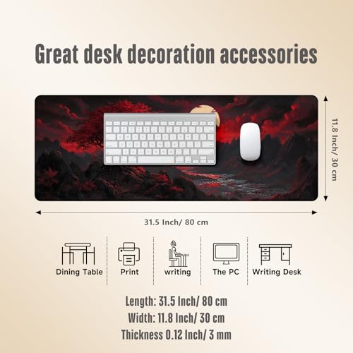 Extended Gaming Mouse Pad, Large Mouse Mat 3 mm Nature Rubber Base Mousepad with Stitched Edges, Non-Slip Desk Mat for Office Home Great Gift 31.5x11.8 Inch (Dark Canyon 1) - color: Dark Canyon 1