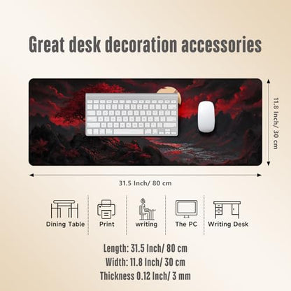 Extended Gaming Mouse Pad, Large Mouse Mat 3 mm Nature Rubber Base Mousepad with Stitched Edges, Non-Slip Desk Mat for Office Home Great Gift 31.5x11.8 Inch (Dark Canyon 1) - color: Dark Canyon 1