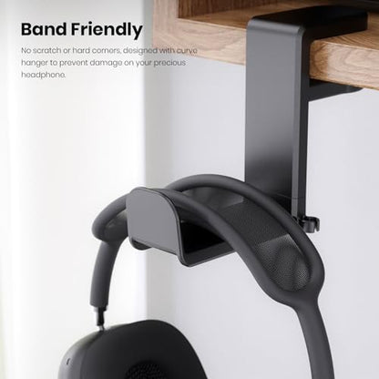 EURPMASK Rotating Headphone Stand - PC Gaming Headset Holder, Adjustable Clamp-on Under Desk Hanger With 360 Degree Swivel & Cable Clip Organizer - Black - color: Black