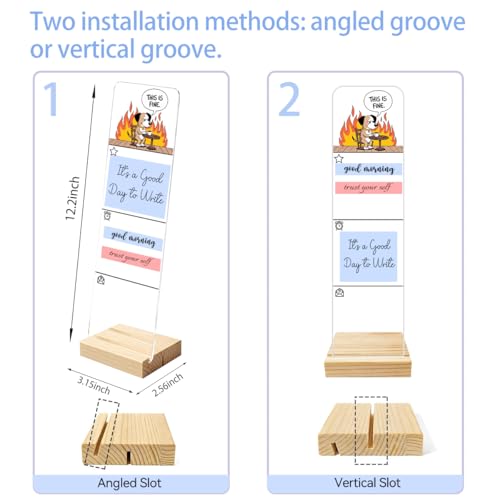 Sticky Notes Monitor Memo Board Acrylic Holder with Removable Wooden Base, This is Fine Dog Meme Logo Desk Set with 200 Sheets Two Sizes Sticky Notes, Office Desk Accessories Organizer - color: Fine
