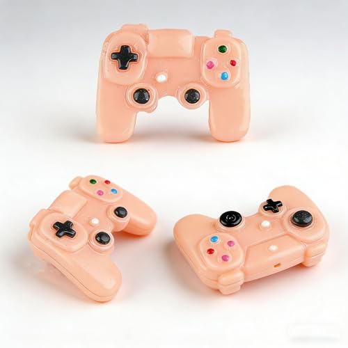 3PCS Resin Game Controller Charms Simulated Console Design DIY Craft Pieces Phone Case Decorations Crocs Charms Keychain Pendants, Orange - color: Orange