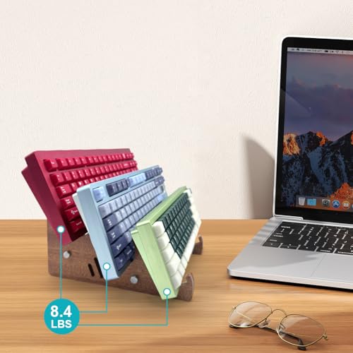Keyboard Display Stand, Wooden Mechanical Keyboard Holder, 3 Tiers Wooden Storage Stand for Three Keyboards, Keyboard Stand for Desktop Storage Decor