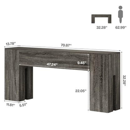 Tribesigns 71-Inch Long Console Table for Entryway, Farmhouse Sofa Console Behind Couch, Entry Table for Hallway, Foyer, Living Room, Gray - color: Grey