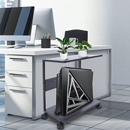 2 Tier Computer Tower Stand, CPU Holder Stand Cart with Rolling Caster Wheels, Mobile PC Tower Stand for Office Home Gaming Accessories Fits Most PC