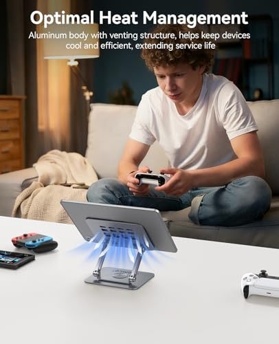 ORICO 360° Rotating Tablet Stand, Height Adjustable Aluminum Alloy Holder for Desk, Foldable Design for iPad Pro/Air/Mini up to 12.9", Samsung Galaxy Tab, Kindle & Switch - FB2, Gray - color: Gray
