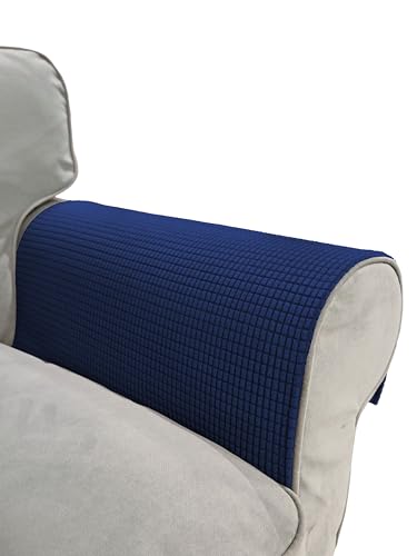 Couch Arm Covers for Sofa Chair, Waterproof Armrest Armchair Covers Non-Slip Recliner Slipcovers, Headrest Cover, Set of 2 (Navy, 24"×20") - color: Navy