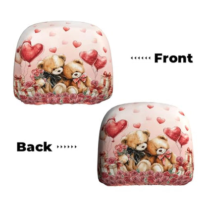 2PCS Universal Car Headrest Cover Love Bear Fabric Head Rest Covering for Truck Auto Red - color: Bear Couple