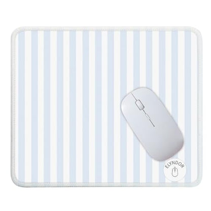 Mouse Pad for Desk with Stitched Edge, Premium Cute Washable Mouse Pads. Computer Mousepad with Non-Slip Rubber Base, Mousepads for Laptop, 9.25x7.75x0.12 inch (Blue Stripes) - color: Blue Stripes