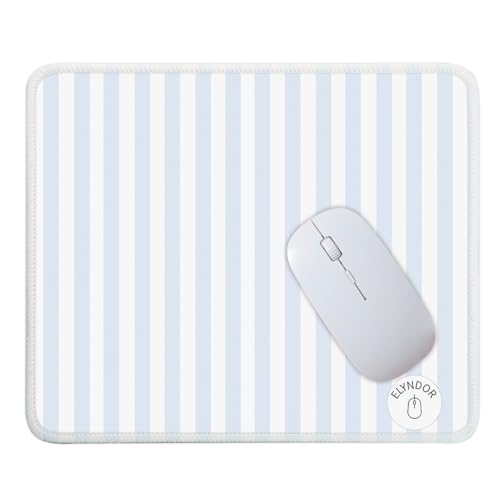Mouse Pad for Desk with Stitched Edge, Premium Cute Washable Mouse Pads. Computer Mousepad with Non-Slip Rubber Base, Mousepads for Laptop, 9.25x7.75x0.12 inch (Blue Stripes) - color: Blue Stripes