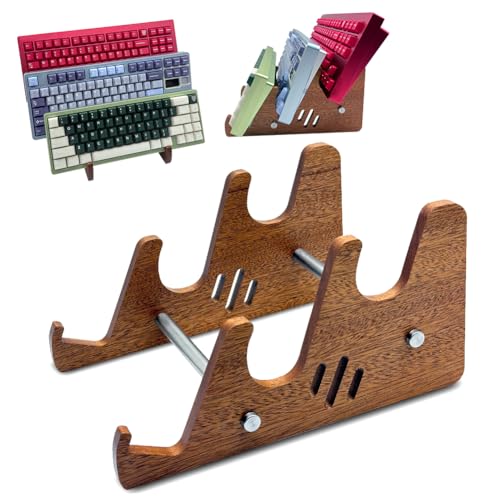 Keyboard Display Stand, Wooden Mechanical Keyboard Holder, 3 Tiers Wooden Storage Stand for Three Keyboards, Keyboard Stand for Desktop Storage Decor