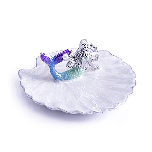 LARAINE Jewelry Tray Ring Display Holder Mermaid Trinket Dish Home Decorative Plate For Earrings Necklace Bracelet Organizer Display (Blue&Purple) - color: Blue&Purple