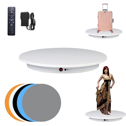 JAYEGT Motorized Rotating Display Stand,350Lbs Load，360 Degree Electric Rotating Potography Turntable for Products Display，Live Show， Remote Control +5 Colors Backgrounds (White / 16.5inch /Wired) - color: White, size: 16.5inch