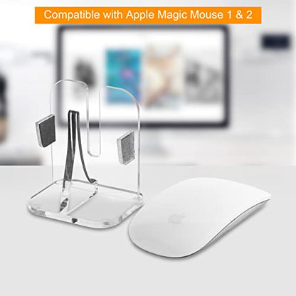 Acrylic Stand Base Compatible with Apple Magic Mouse 1 & 2 | Vertical Mount Holder for Charging Magic Mouse, Sturdy Acrylic Storage Organizer, Cable Not Included, Clear Stand Only - style: vertical style
