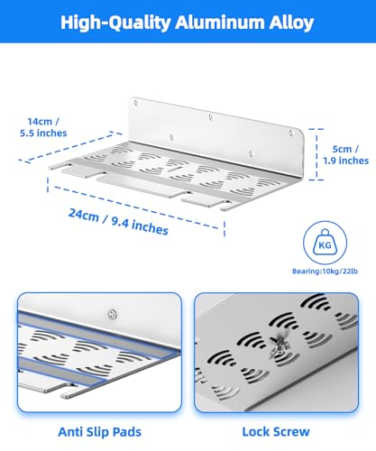 PS5 Wall Mount Aluminum Alloy Compatible with All PS5 Generations Holds Two Controllers Unimpeded Heat Dissipation Ps5 Accessories Universal for Living Room and Bedroom (Silver) - color: Silver