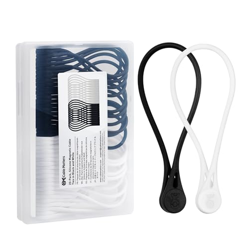 Cable Matters 20-Pack Ultra Strong Silicone Magnetic Cable Ties, Magnetic Cord Ties/ZipTies/Cord Organizer, Black and White - style: 20-Pack