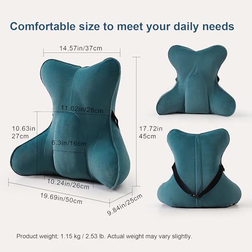 Lumbar Support Pillow (Pat. Pend) for Car Seat, Office Chair, Couch & Recliner, Ergonomic Back Support for Chair, Lower Back Pain Relief, with Adjustable Strap to Stay in Place, Slate Blue - color: Slate Blue