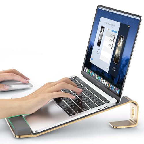 LOXP Laptop Stand for Desk, Laptop Stand with Wrist Support, Ergonomic Detachable Laptop Riser, Mount, Holder Notebook Computer Stand for MacBook Air Pro, HP, Dell, XPS, HP (10-17") Laptops - Gold - color: Gold