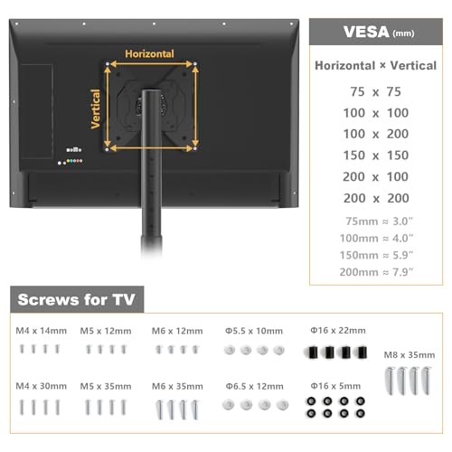 TVON TV Floor Stand for 13-50 inch LCD LED Flat/Curved Panel Screen TVs up to 44 lbs, Height Adjustable TV Stand Mount with VESA 200x200, Portable TV Stand for Bedroom, Dorm Room, Office - size: 13-50 inch TVs, 44 lbs capacity