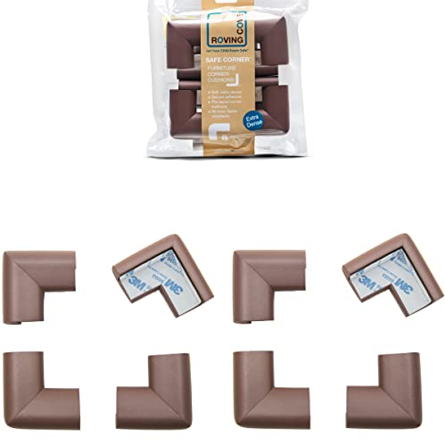 Roving Cove HeftyFit Corner Protector for Baby (8 Large Corners), Heavy-Duty Soft Rubber Foam Furniture Corner Bumper Guards, 3M Adhesive Pre-Taped, Coffee Brown - color: Coffee Brown, size: Large 8 Count (Pack of 1)