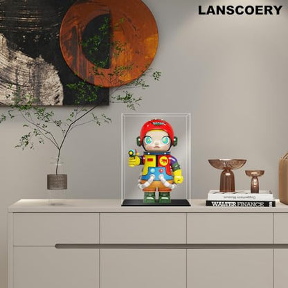 LANSCOERY Acrylic Display Case, Assemble Showcase Display Box for Collectibles, with Dustproof & Seamless Display Design, 5.9x4.7x12.6inch Black Base - color: Black, size: 5.9x4.7x12.6inch; 15x12x32cm