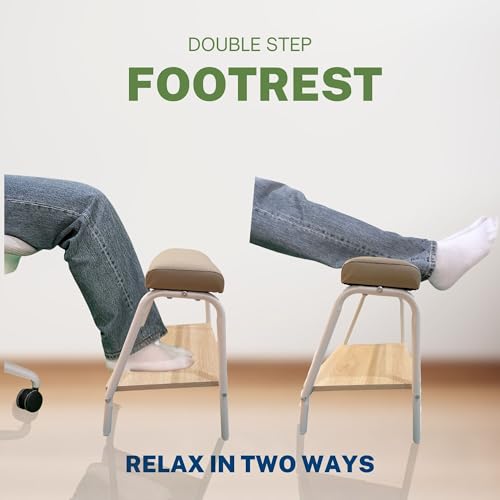 Double Step Footrest Under Desk Versatile Foot Stool Ottoman for Comfortable Desk Work Office Life (White) - color: White