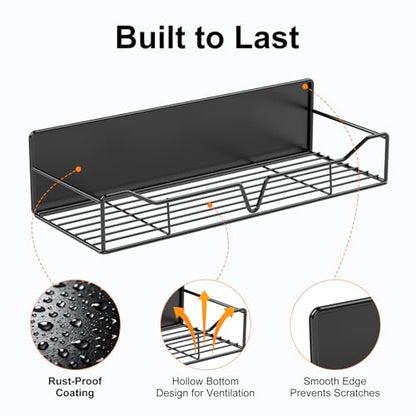5 Pack Magnetic Shelves for Washing Machine Heavy Duty Magnetic Laundry Organizer with Hooks Metal Washing Machine Storage Shelves for Refrigerator, Washer, Kitchen, Laundry Room Organization (Black)