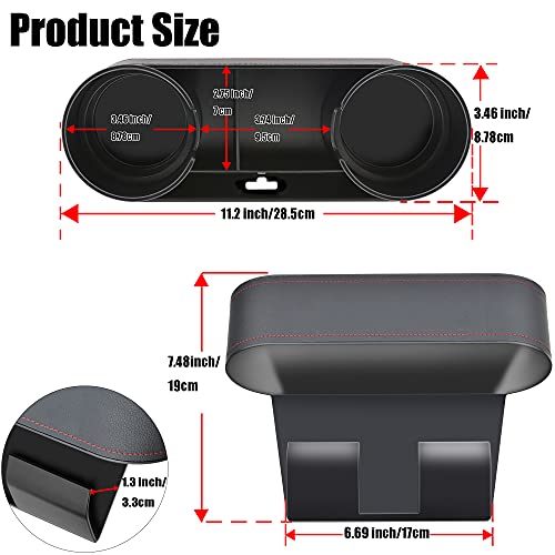 Iokone Coin Side Pocket Console Side Pocket Leather Cover Car Cup Holder Auto Front Seat Organizer Cell Mobile Phone Holder (Slim-Black) - color: Slim-Black