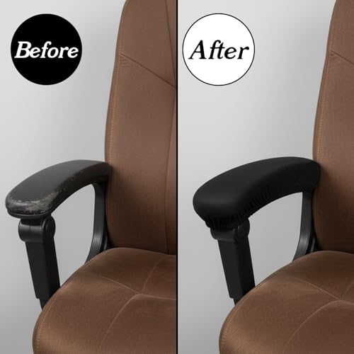 2-Pack Arm Rest Pads for Office Chairs,Black Computer Chair Arm Rest Pads,Stretchable & Removable Universal Arms Rests Covers for Office Chair, Gaming & Desk Chairs