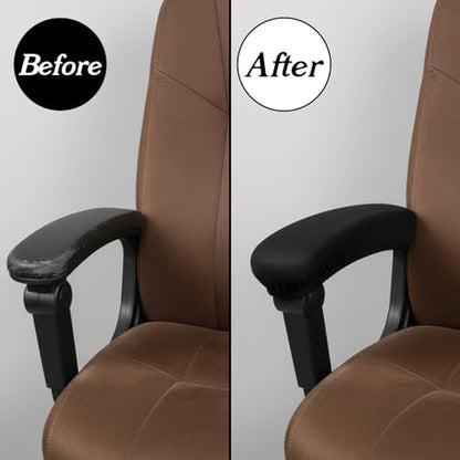 2-Pack Arm Rest Pads for Office Chairs,Black Computer Chair Arm Rest Pads,Stretchable & Removable Universal Arms Rests Covers for Office Chair, Gaming & Desk Chairs