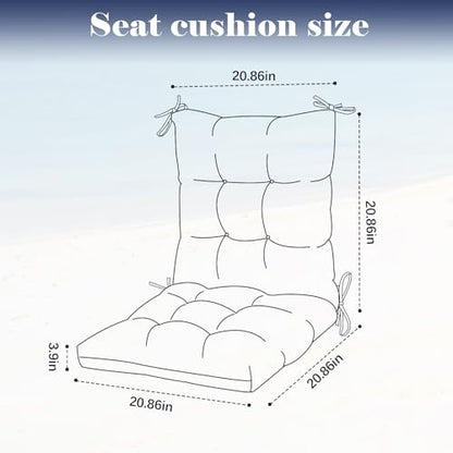 High Back Outdoor Chair Cushions Waterproof Outdoor Patio Chair Seat Pad and Back Floral Rocking Chair Cushion Thicken Chair Pads with Back and Ties,Non-Slip,Flower 41.7"*20.8" - color: Flower