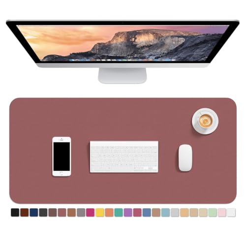 Hsurbtra Desk Pad, 30" x 14" PU Leather Desk Mat, XL Extended Mouse Pad, Waterproof Desktop Blotter Protector, Non-Slip Ultra Thin Large Laptop Keyboard Writing Mat for Office Home, Brick Red - color: Brick Red, size: 30" x 14"