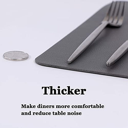 Wipeable Placemats Leather Table Mats Waterproof Heat-Resistant Easy to Clean for Dining Table Set Kitchen Table (4, Grey) - color: Gray, size: set of 4