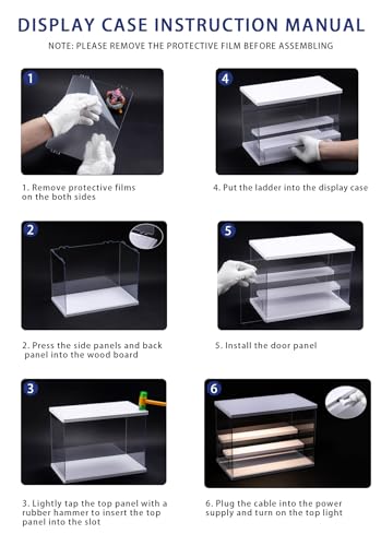 Clear Acrylic Display Case with Light , 5 Tier Display Box Stand Assembly Dustproof Protection Showcase for Collectibles Action Figures (White 12.6×12.2×11.8in; 32×31×30cm) - color: White with light, size: 5 Tier 12.6×12.2×11.8in; 32×31×30cm