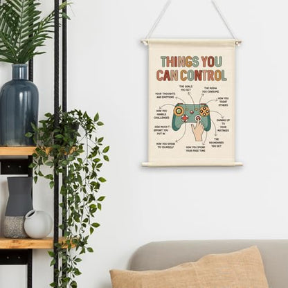 QWFFNBMU Mental Health Positive Gaming Wall Decor, Teen Boy Room Poster Hanger, Decor, Motivational Wall Canvas Flag Banner Therapy Office Decor for Teen Boy Room School Counselor Psychologist Office