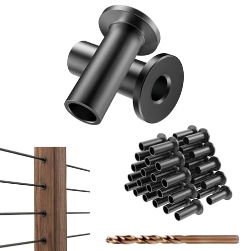 BLIKA 40 Pack Black Stainless Steel Protector Sleeves for 1/8" Deck Cable Railing, for Wood/Composite Posts, T316 Marine Grade, Black Cable Railing Protector Sleeves - color: Black